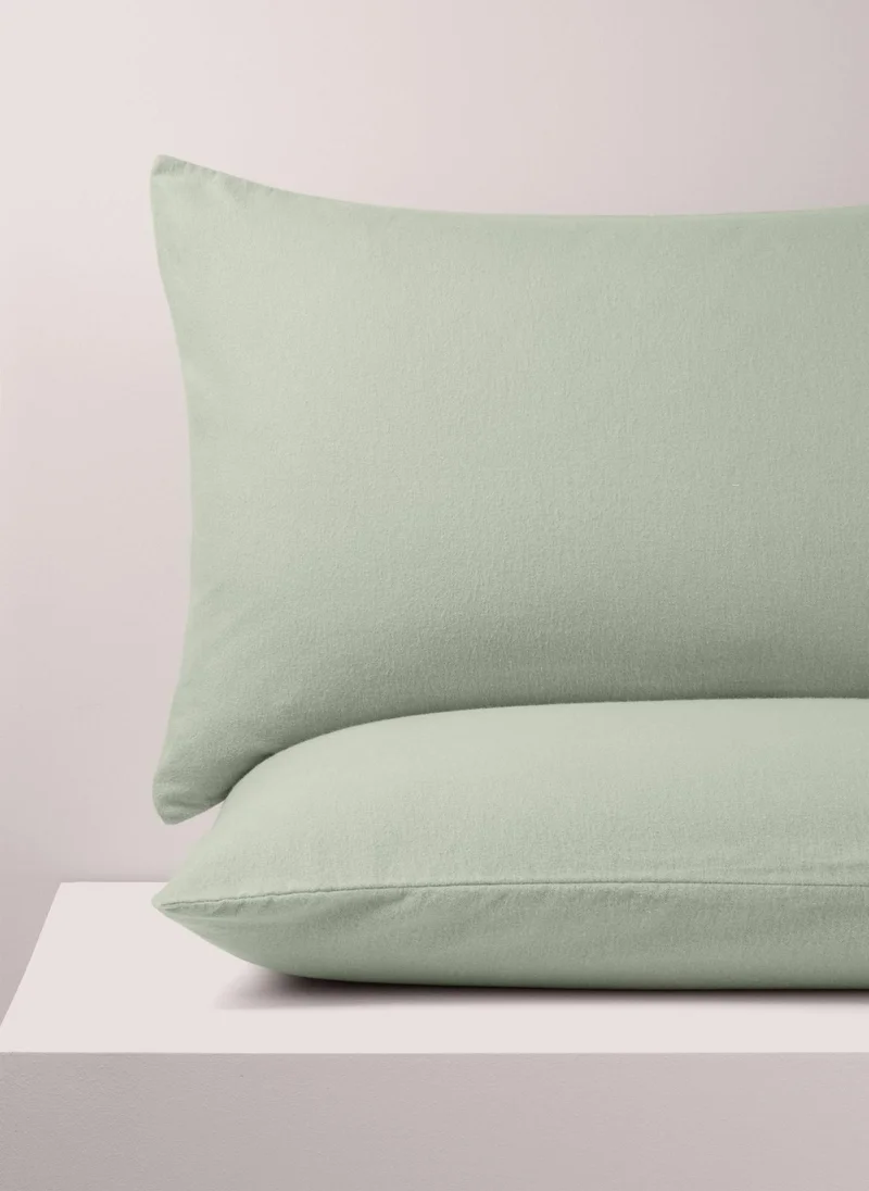 Matalan 2 Pack Green Cotton Housewife Pillowcases